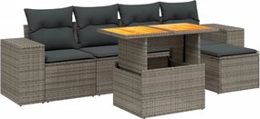 vidaXL Set mobilier grădină cu perne, 6 piese, gri, poliratan