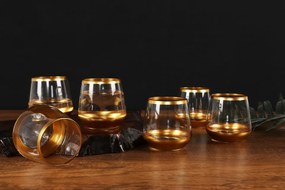 Set 6 Pahare 250 ml, Sticla, GLM0012, Transparent / Auriu
