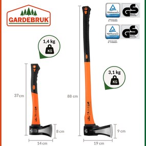 Set de topoare TOMS, topor și despicător, 2 bucăți, negru/portocaliu Gardebruk