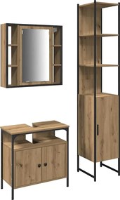 vidaXL Set de mobilier pentru baie cu raft 3 pcs Stejar Artizanal
