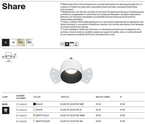 Spot incastrabil design tehnic Share alb, argintiu 7,5cm
