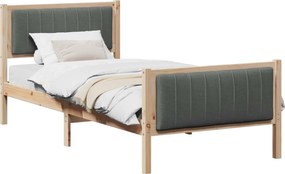 vidaXL Cadru de pat maro și gri închis 90 x 200 cm Lemn masiv de pin