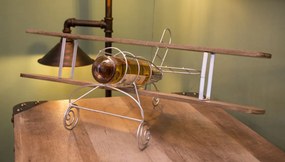 Suport pentru sticle maro din lemn si metal, 67,7x38x22 cm, Aviator Mauro Ferretti