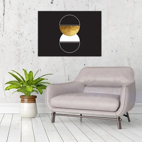 Tablou - Abstracție de aur și negru N⁰2 (70x50 cm)