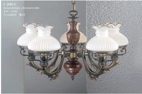 Candelabru cu 5 brate design italian din alama cu lemn 2810