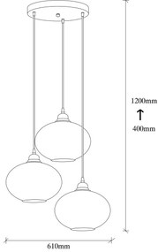 Lustră pe cablu SMOKED 3xE27/40W/230V