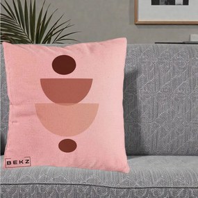 Perna Decorativa Geometric Boho Balance, 40x40 cm, Roz, Husa Detasabila, Perna Inclusa, BEKZ®