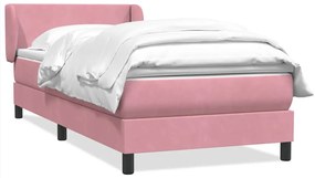 vidaXL Pat box spring cu saltea, roz, 80x220 cm, catifea