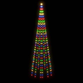 Brad de Craciun pe catarg, 310 LED-uri, multicolor, 300 cm Multicolour, 300 x 100 cm, Becuri LED in forma dreapta, 1