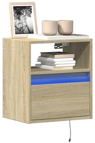 vidaXL Comodă TV de perete cu LED, 2 buc. stejar sonoma, 41x31x45 cm