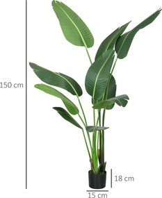 HOMCOM Palmierul Calatorilor Artificial de 5 metri Cu Ghiveci, Planta Artificiala, Pentru Decorarea Camerei De Zi, Biroului De Acasa | Aosom Romania