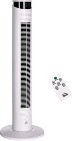 HOMCOM Ventilator Turn cu 3 Moduri și 3 Viteze cu Cronometru 12h, ABS și Ventilator de Podea cu Telecomandă, Ø31.5x93 cm, Alb | Aosom Romania