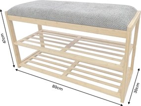 Bancheta cu raft pentru pantofi ZEN-BO 80cm bambus