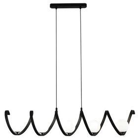 Lustra modern spirala metalica neagra si 5 bile de sticla Twister