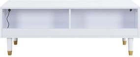 Masă de cafea cu LED, 2 sertare și iluminare LED, 110x50x40 cm, Alb