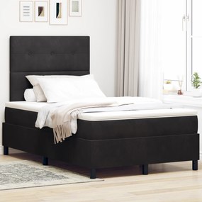 vidaXL Pat box spring cu saltea &amp; LED, negru, 120x200 cm catifea