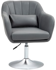 HOMCOM Fotoliu de salon perne lombare înălțime reglabilă rotativ 360° picior din metal gri inchis | Aosom Romania