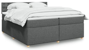 vidaXL Pat box spring cu saltea, gri închis, 200x200 cm, textil