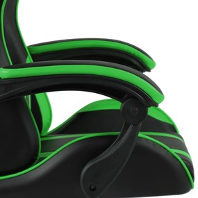 Scaun de racing, negru si verde, piele ecologica 1, Verde, Fara suport de picioare