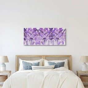 Tablou - Frunze violet în tencuială (120x50 cm)