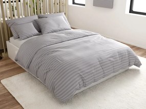 Lenjerie de pat hoteliera din microfibra JASMINE gri deschis - dunga 2 cm, buzunar hotelier Dimensiune lenjerie de pat: 70 x 90 cm | 140 x 220 cm