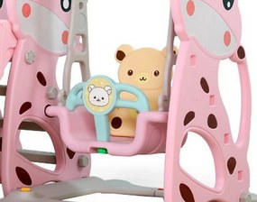 Tobogan 3 in 1 Pentru Copii NOVOKIDS Giraffe Playground, Cu Leagan, Pentru Interior si Exterior, 187 centimetri panta alunecare, Max 40 Kg, Cos de