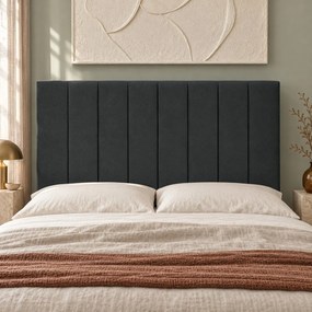 Pat boxspring din catifea Novella cu ladă 140×200 cm, gri închis