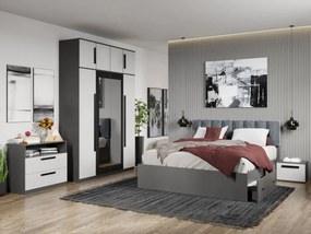 Set mobila dormitor complet Alb/Gri antracit Oasis C01
