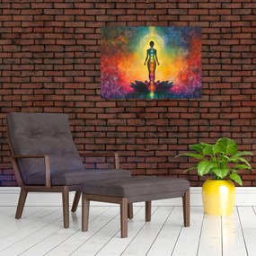 Tablou pe sticlă - Femeie și chakre (70x50 cm)