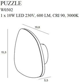 Aplica de perete LED cu lumina ambientala PUZZLE M negru W0302 MX