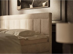 Pat boxspring bej cu spațiu de depozitare 180x200 cm Caya – Maison de Rêve