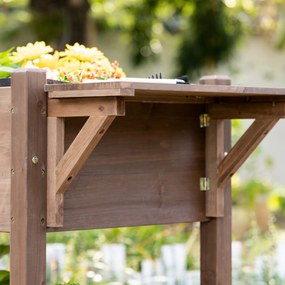 Outsunny Raised Garden Bed Planter Box w/ 8 Grow Grids, Storage Shelf &amp; Lockable Wheels | Aosom Romania