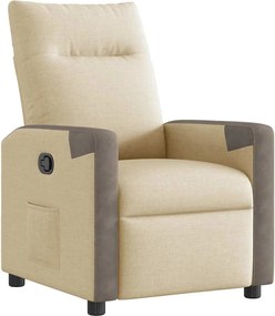 vidaXL Fotoliu rabatabil, crem, material textil