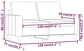 Canapea cu 2 locuri, cappuccino, 120 cm, piele ecologica