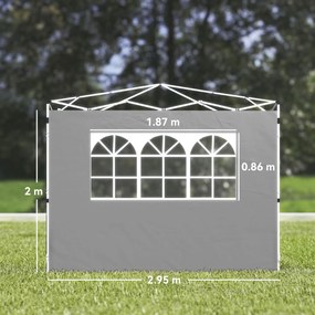 Outsunny Panouri laterale pentru tonelă 3 x 3 m panouri pentru pavilion cu fereastră set de 2 țesătură Oxford gri deschis | Aosom Romania