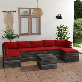 3062025 vidaXL Set mobilier grădină paleți cu perne, 8 piese, lemn masiv pin