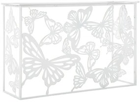 Consola alba din metal si sticla, 121,5 x 41 x 81 cm, Butterfly Mauro Ferreti