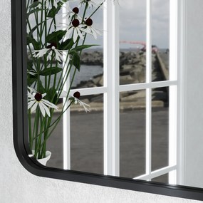 HOMCOM Oglindă de Baie Rectangulară cu Ramă Metalică Oglindă Decorativă pentru Dormitor Living sau Antreu 50x70 cm Negru | Aosom Romania