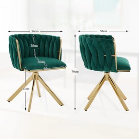 Set de 2 scaune pivotante din catifea, Smarald | Aosom Romania