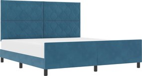 vidaXL Pat cu arcuri cu headboard Albastru închis 180 x 200 cm Catifea