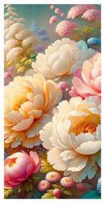 Tablou bujori colorați în plină floare