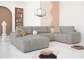 Colțar modular maro deschis extensibil/cu spațiu de depozitare (cu colț pe partea dreaptă) Lulu – Miuform