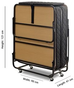 Pat metalic pliabil HERON, 90 x 204 cm, pentru o persoană, cu saltea, alb