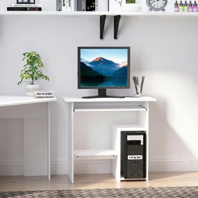 HOMCOM Birou Ergonomic Spațiu Optimizat, Alb, PAL/Metal, 80x45x75cm | Aosom Romania