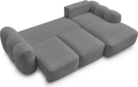 Colțar gri extensibil/cu spațiu de depozitare cu tapițerie din țesătură bouclé (cu colț pe partea dreaptă/cu șezlong) Montaigne – Bobochic Paris