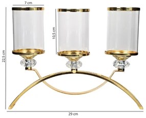 Suport de lumânare GLAMOUR auriu/transparent
