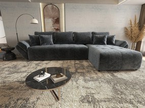 Colțar extensibil dumonde cu ladă de depozitare si sezut confortabil din spuma high-density, Berlin XL Euphoria Graphite 350x185 cm II