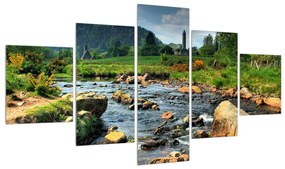 Tablou cu peisaj montan cu râu (125x70 cm), în 40 de alte dimensiuni noi