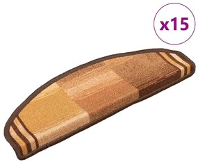vidaXL Covorașe autoadezive scări, 15 buc., maro, 65x21x4 cm