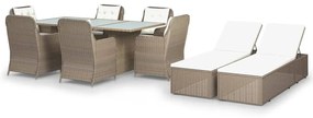 3059469 vidaXL Set mobilier de grădină, 9 piese, maro, poliratan